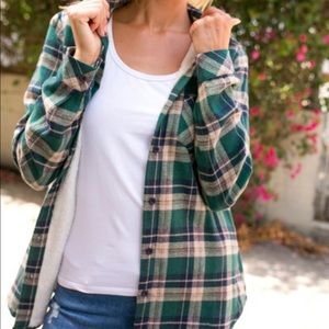 Dottie Fleece Lined flannel- Navy/green